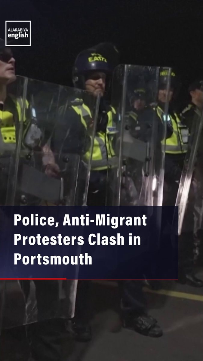 British police clash with protesters in Portsmouth