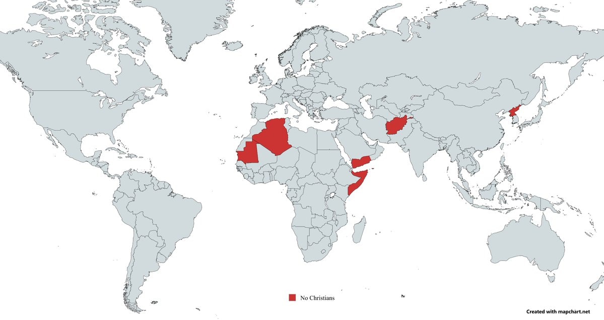 countries with no Christians countries with no Christians