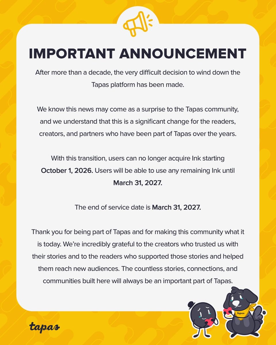 Tapas shutdown policy update (photo 2 of 2) Tapas shutdown policy update (photo 2 of 2)