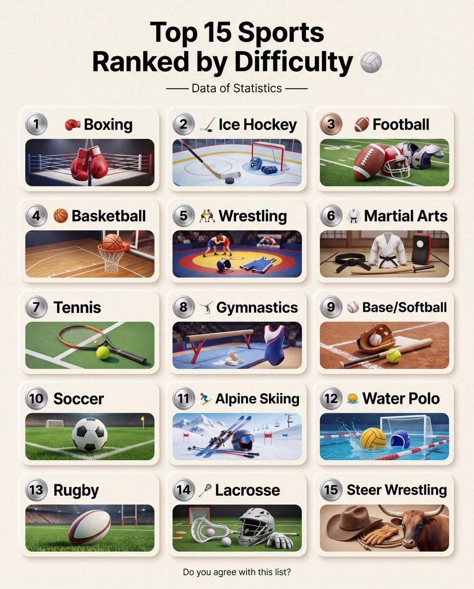 Top 15 Sports Ranked by Difficulty