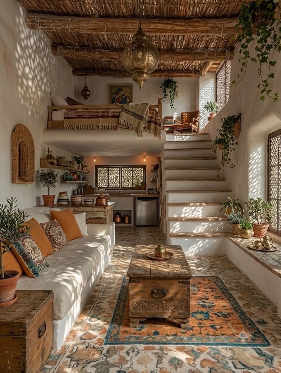 bohemian loft living space