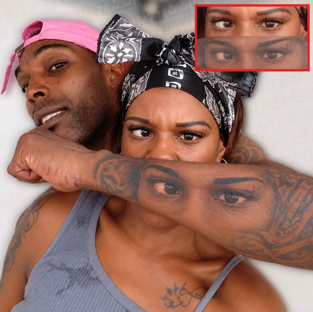 viral tattoo of woman's eyes