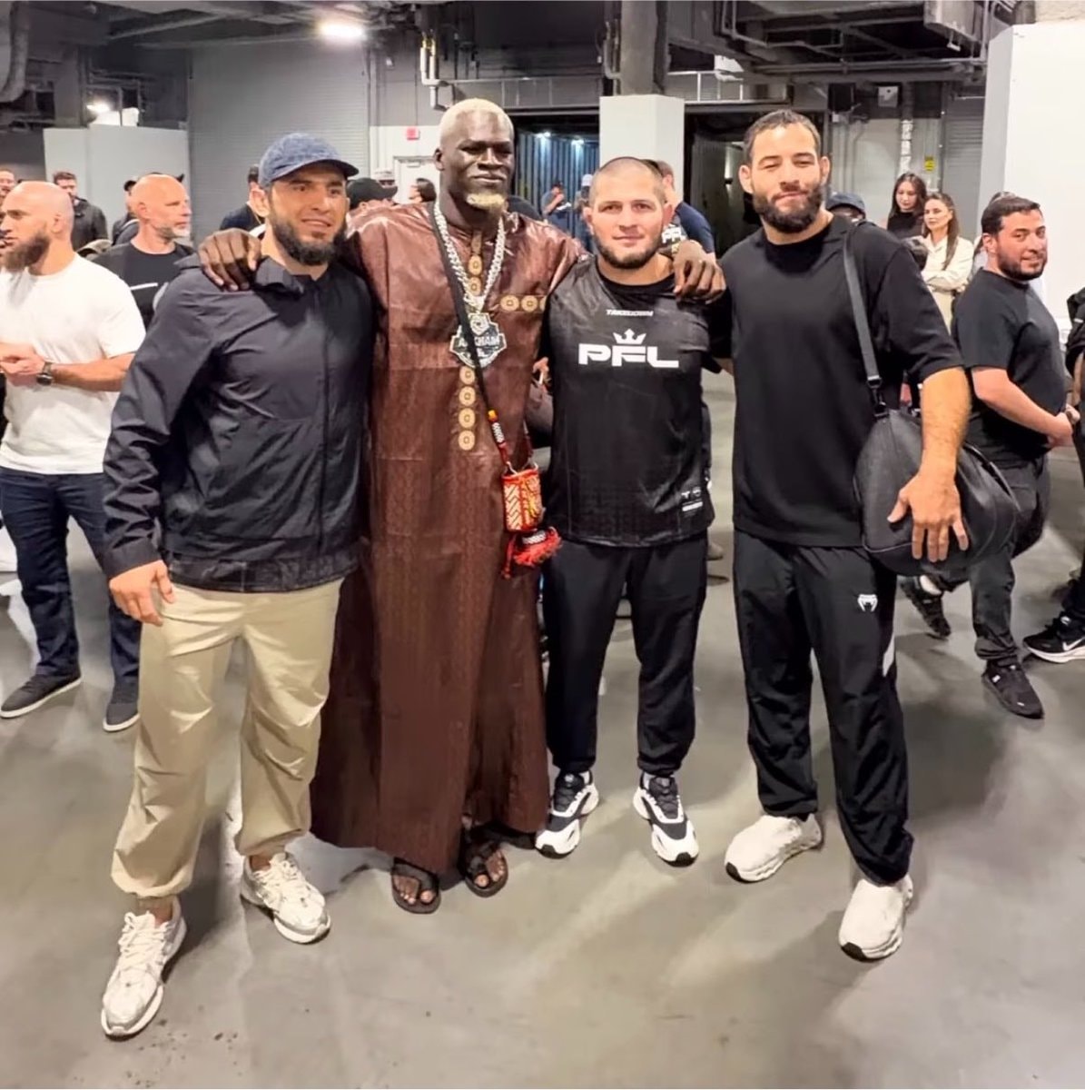 Islam Makhachev and Khabib backstage at PFL NY