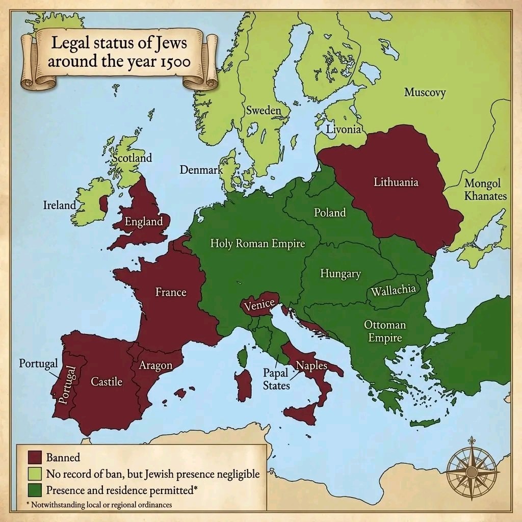 Jews in European countries 1500