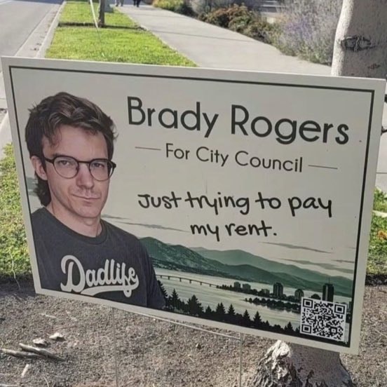 Brady Rogers For City Council sign
