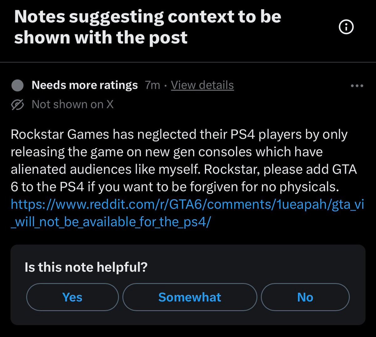 GTA 6 not on PS4