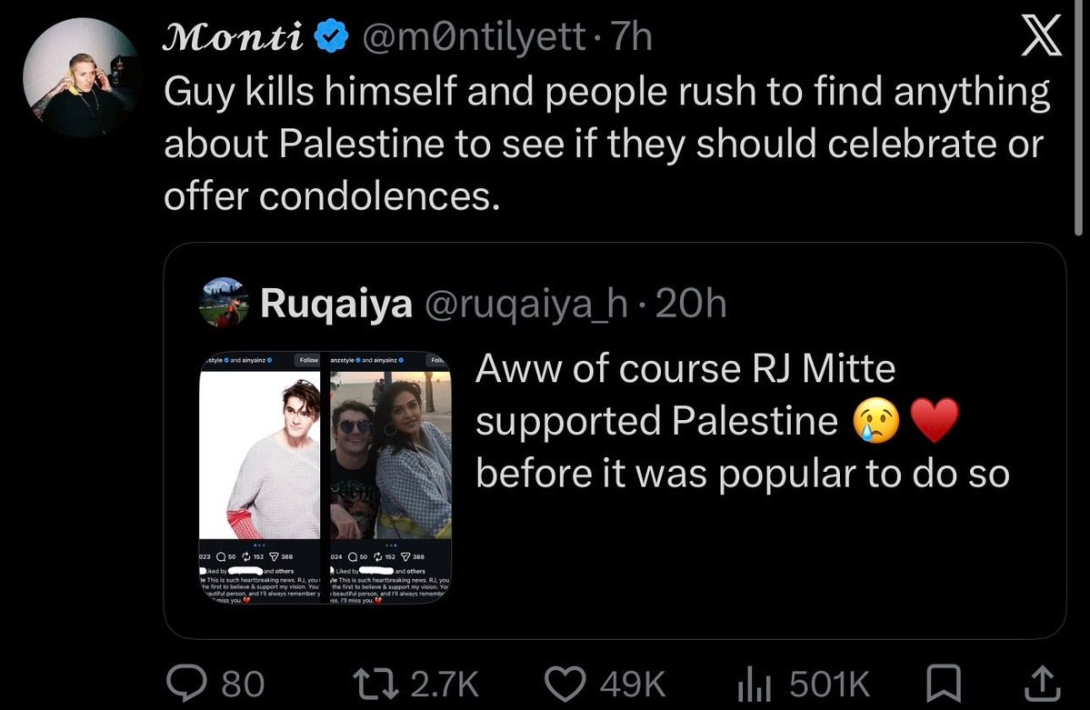 Monti on RJ Mitte Palestine