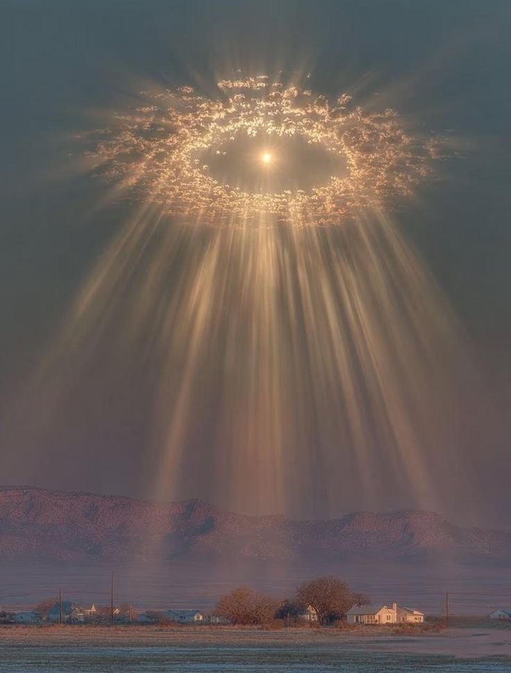 Halo effect over rural landscape