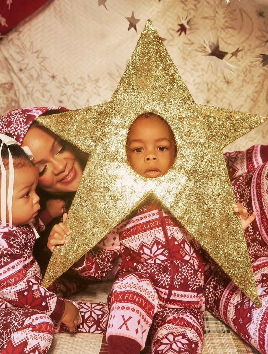 festive pajama family moment