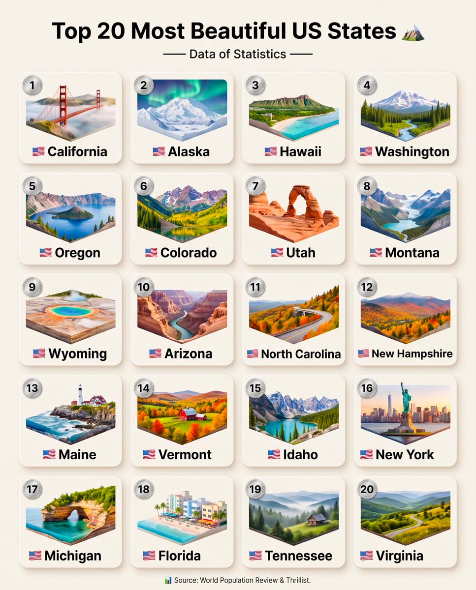 Top 20 Most Beautiful US States