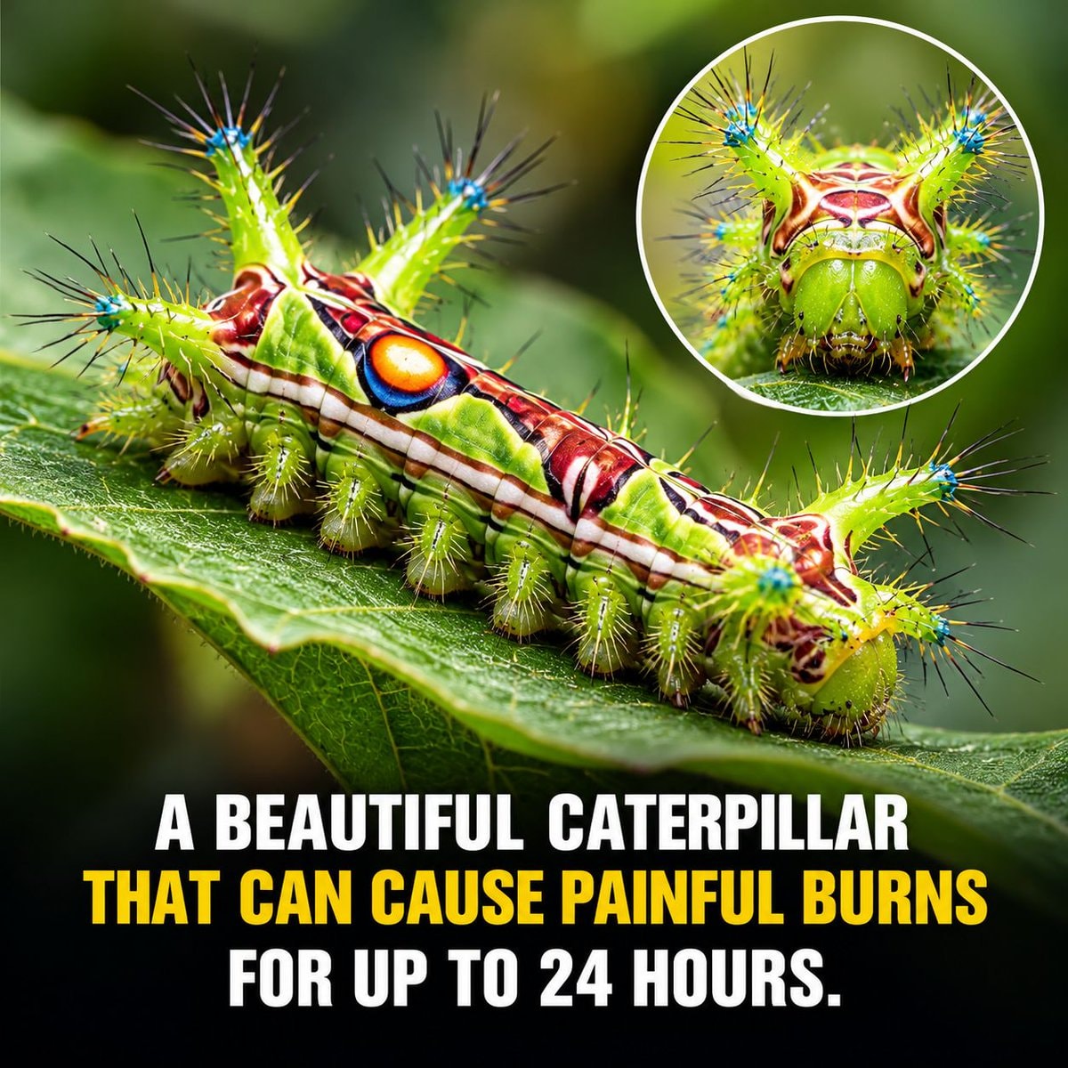 Venomous caterpillar with colorful spikes Venomous caterpillar with colorful spikes