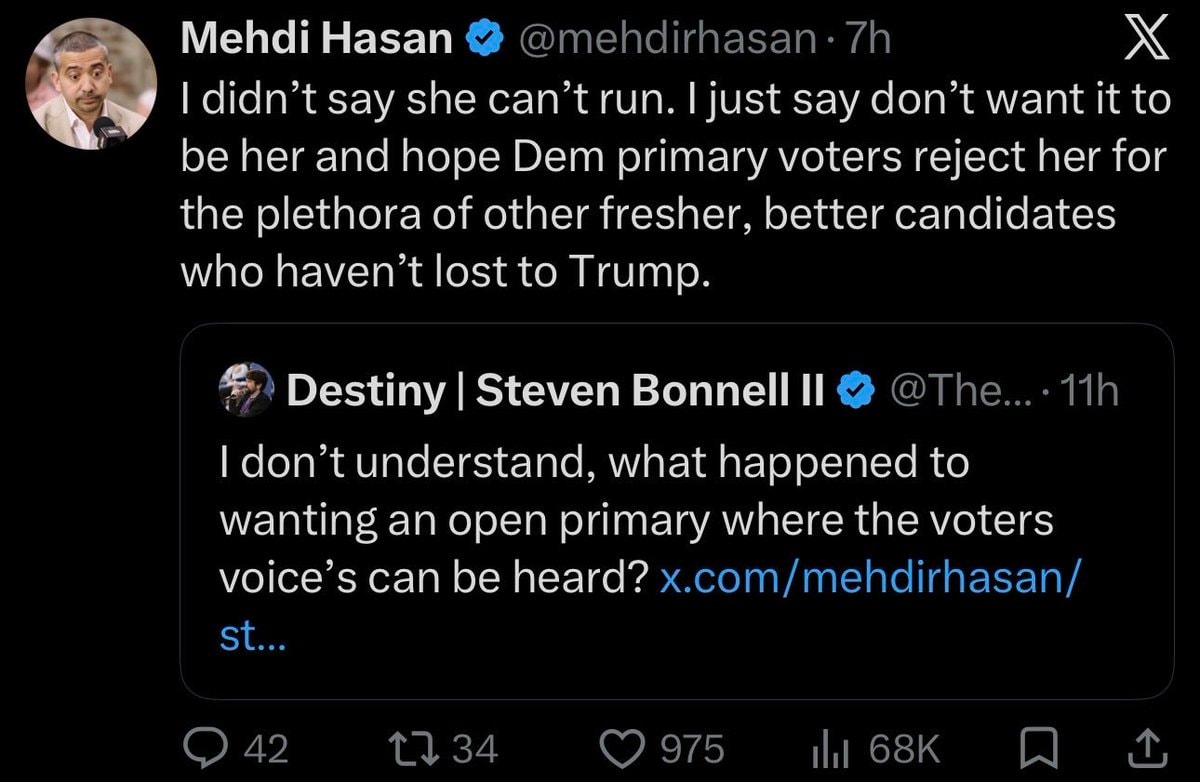Mehdi Hasan clarifies Kamala Harris stance (photo 1 of 2)