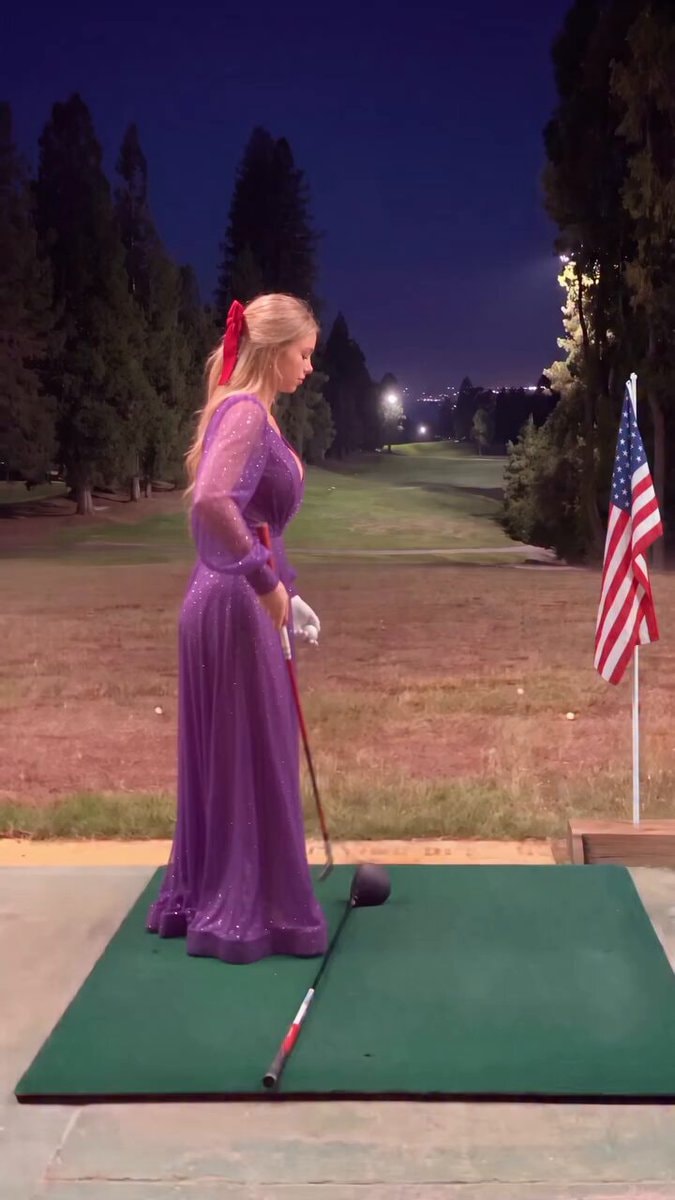 woman in purple dress on golf course