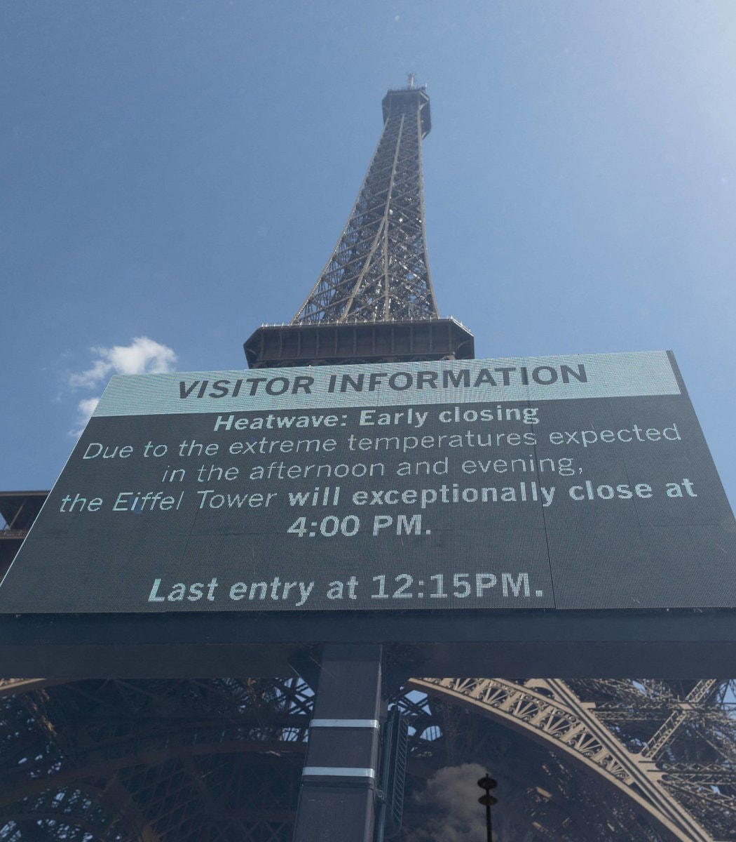 France heatwave Eiffel Tower early closure