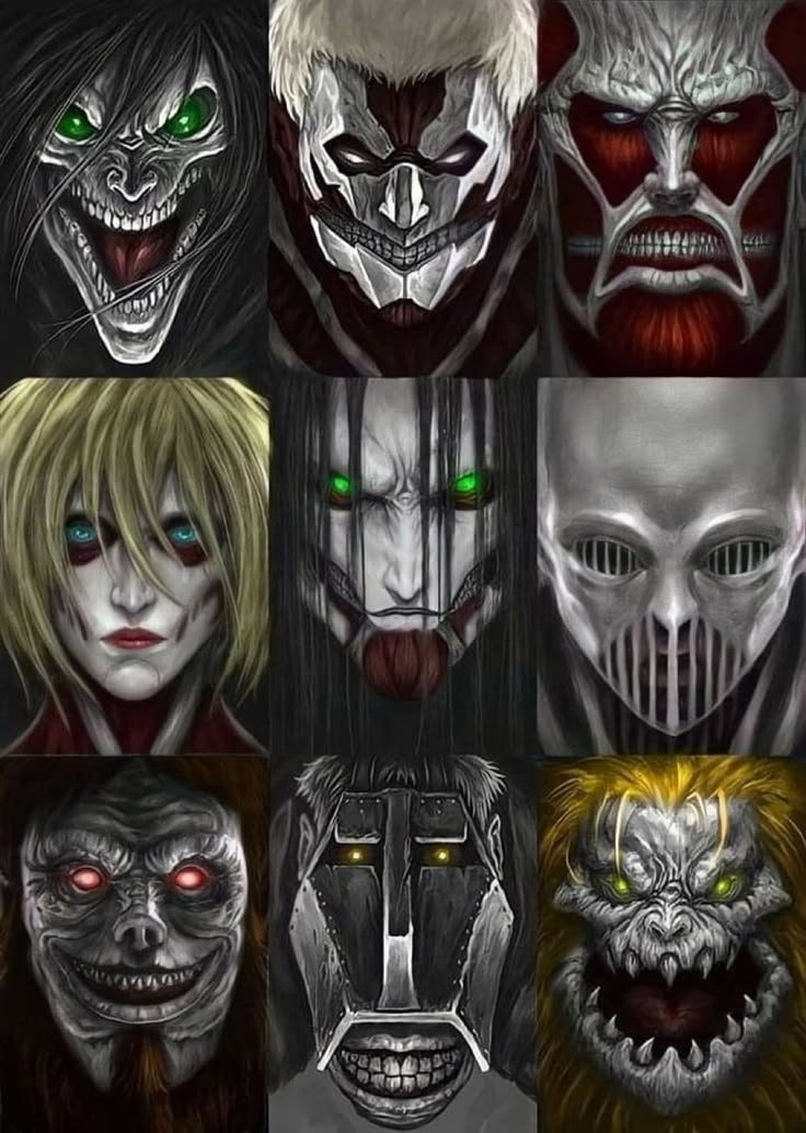 Attack on Titan nine portraits