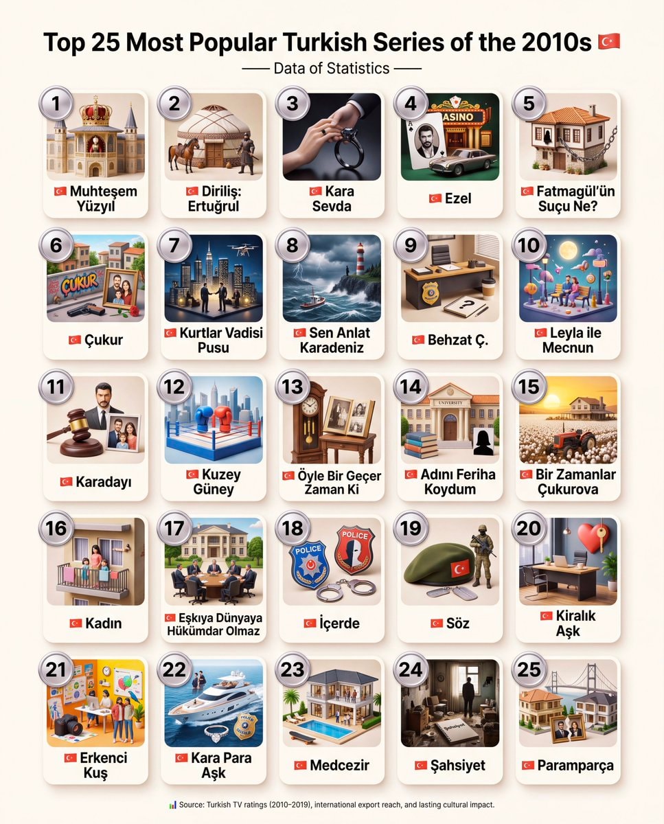 Top 25 Most Popular Turkish Series of the 2010s