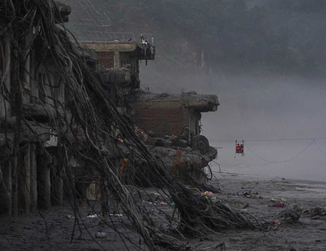 Devighat Nepal cable crossing after floods