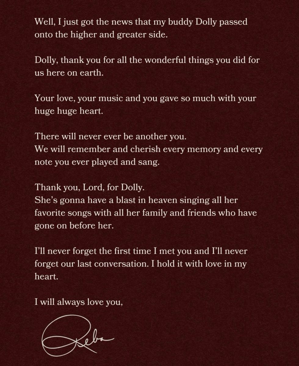 Reba McEntire tribute to Dolly Parton (photo 2 of 2)