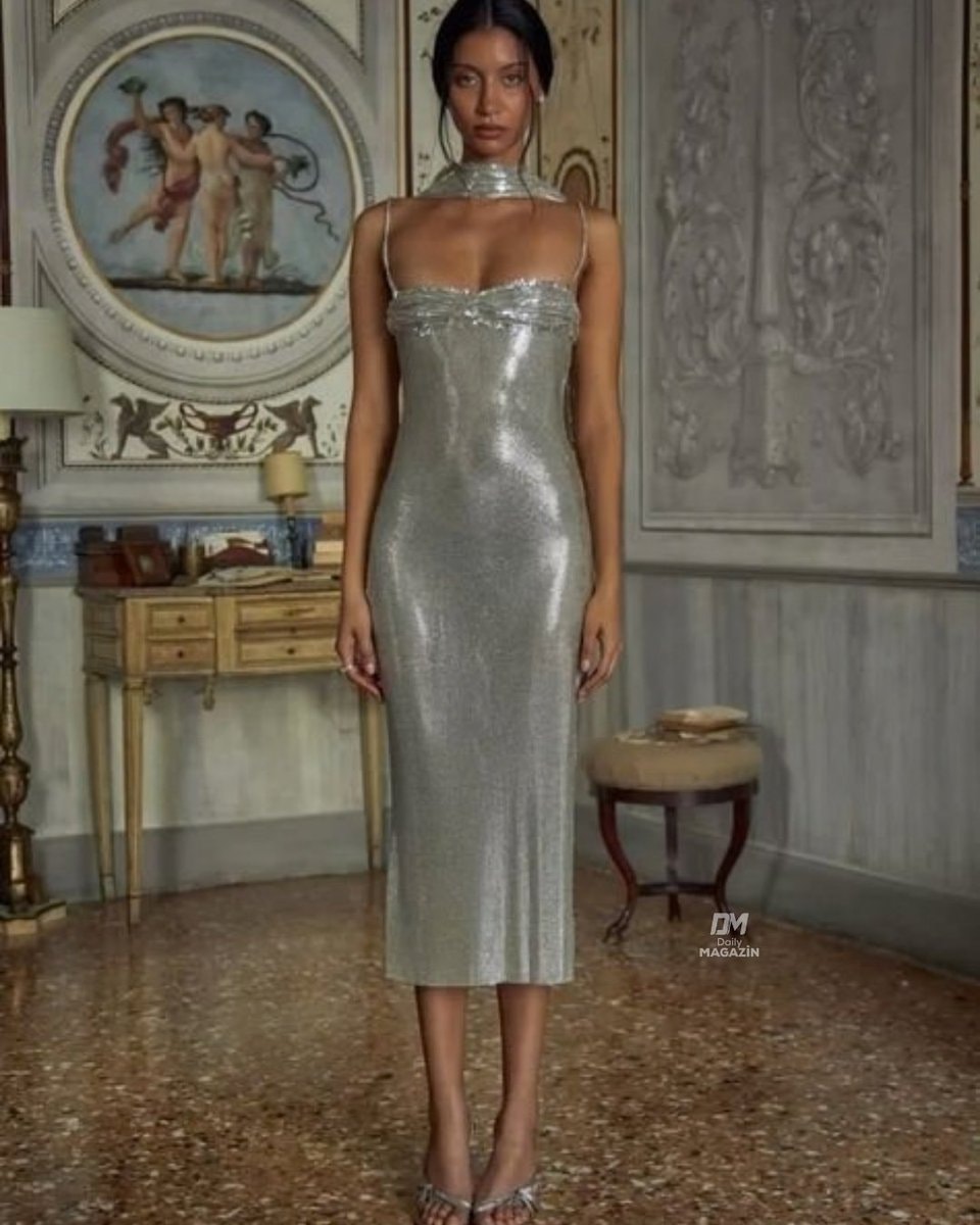 metallic dress social media moment