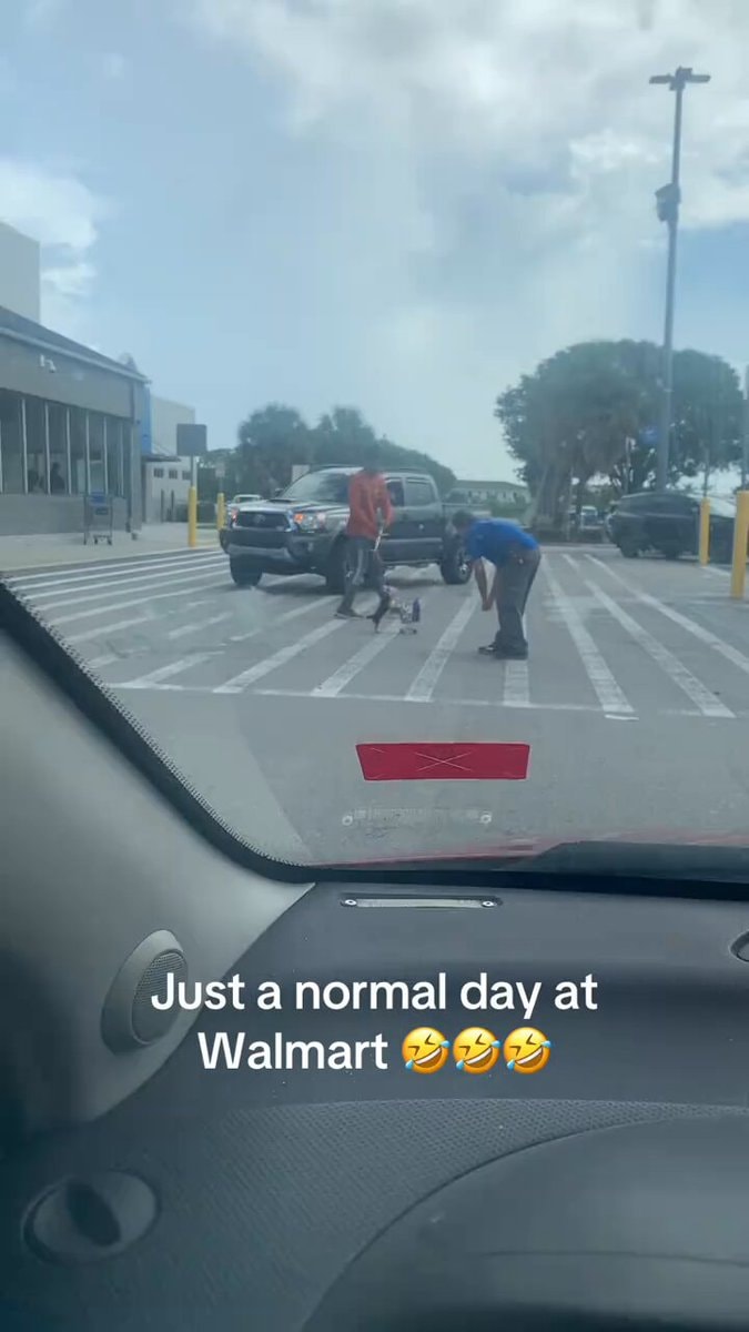 Dog pushes cart out of Walmart
