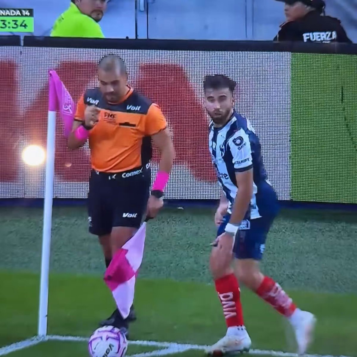 Soccer referee and player moment
