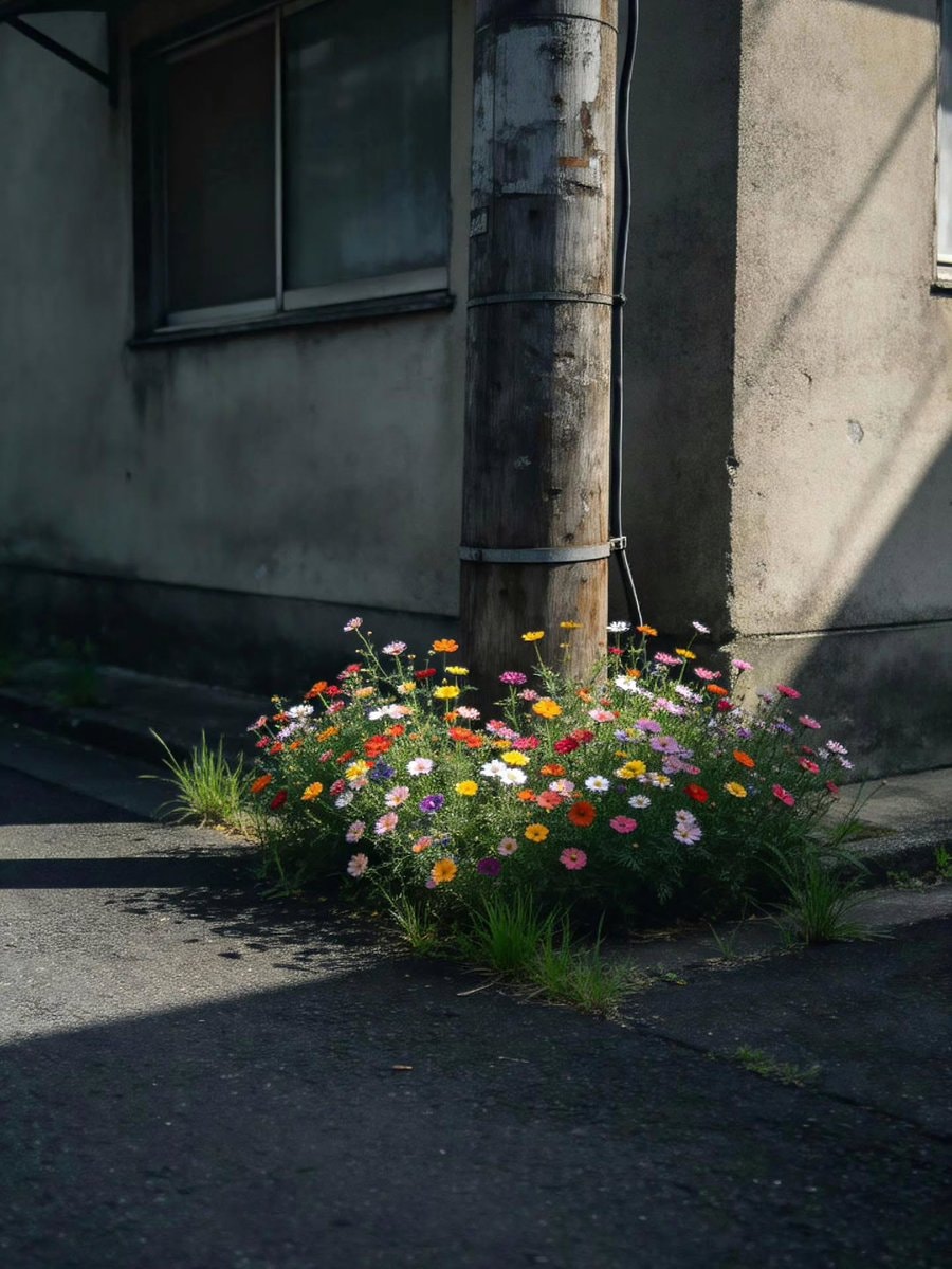wildflowers growing in asphalt (photo 4 of 4)