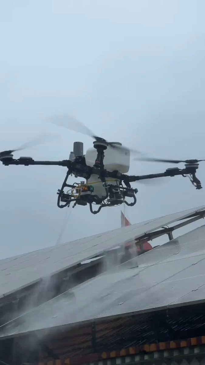 Drone cleaning solar panels China