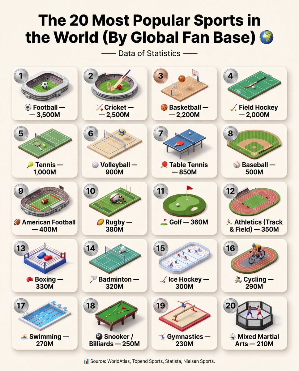 Most popular sports global fan base Most popular sports global fan base