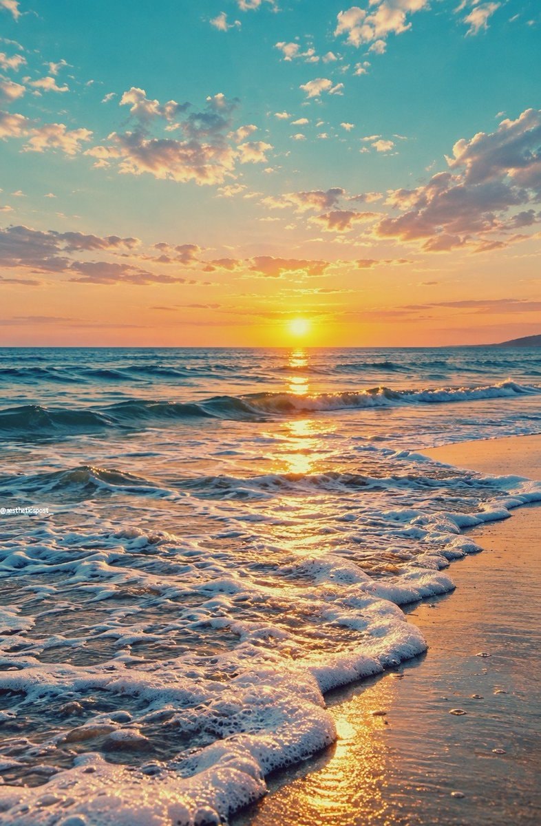 sunset beach scene @aestheticpost