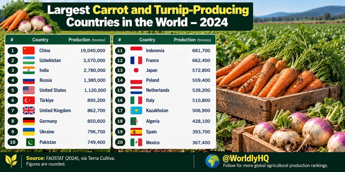 Largest carrot and turnip producers 2024