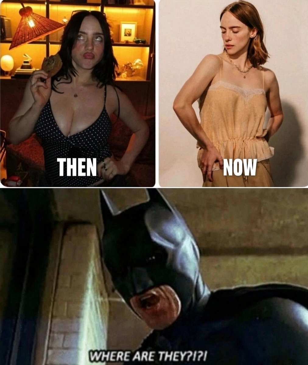 Billie then and now Batman meme