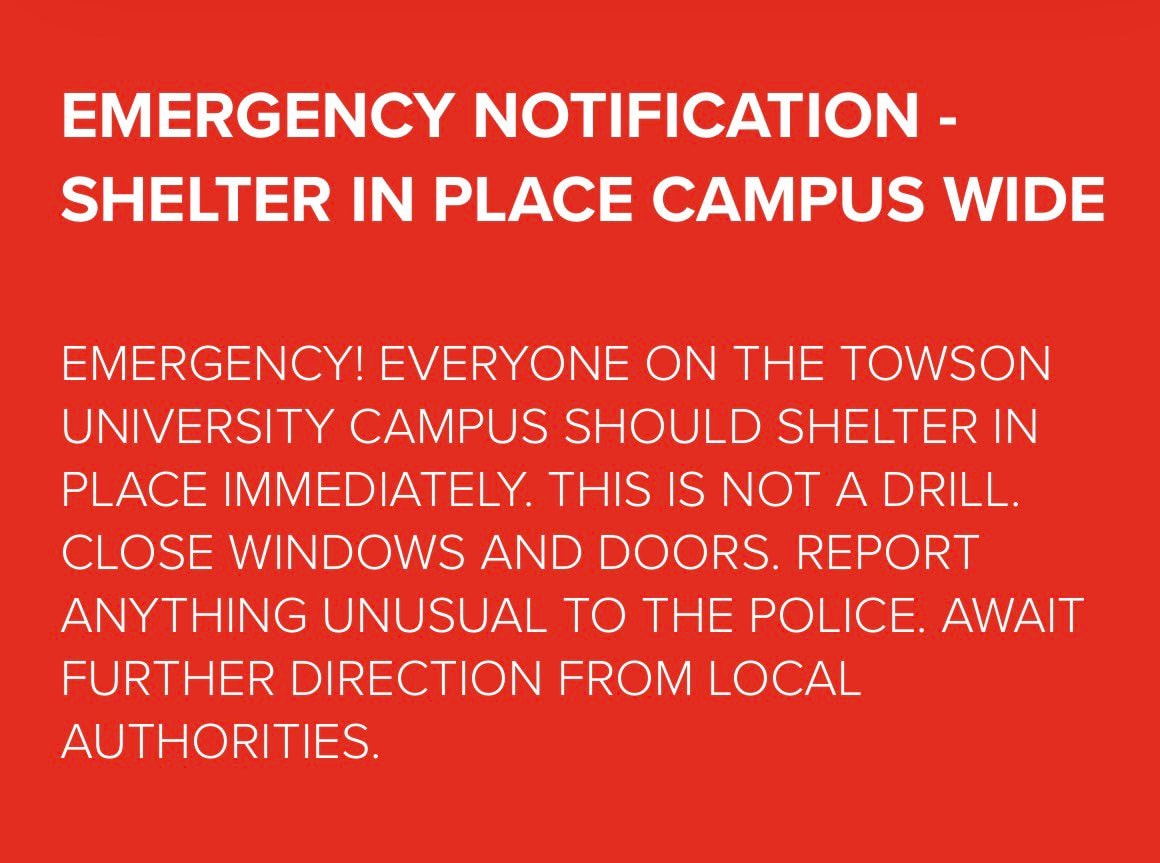 Towson University emergency notification