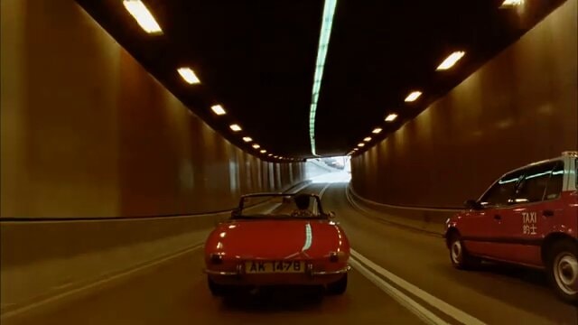 red convertible tunnel drive