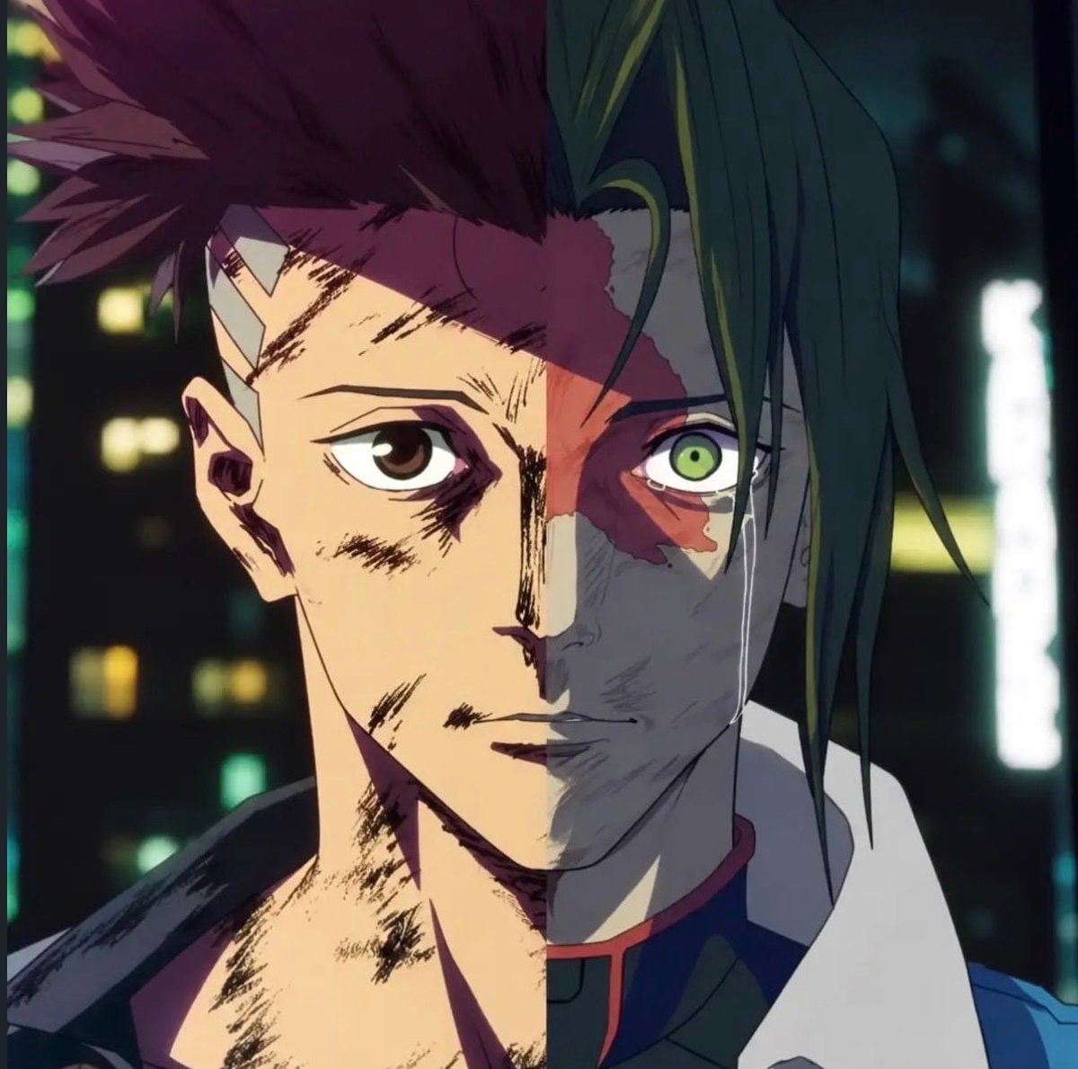 anime character split face 💔