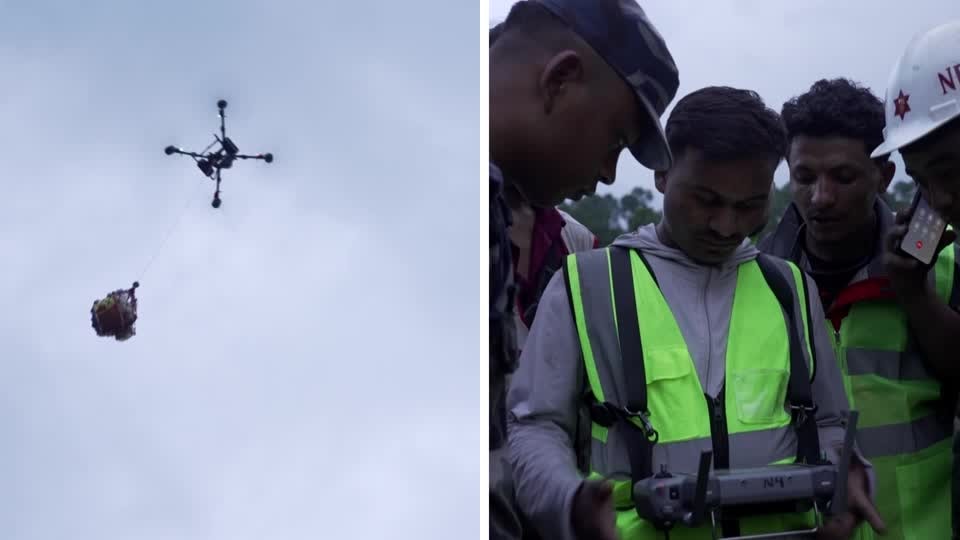Nepal floods drone aid deliveries