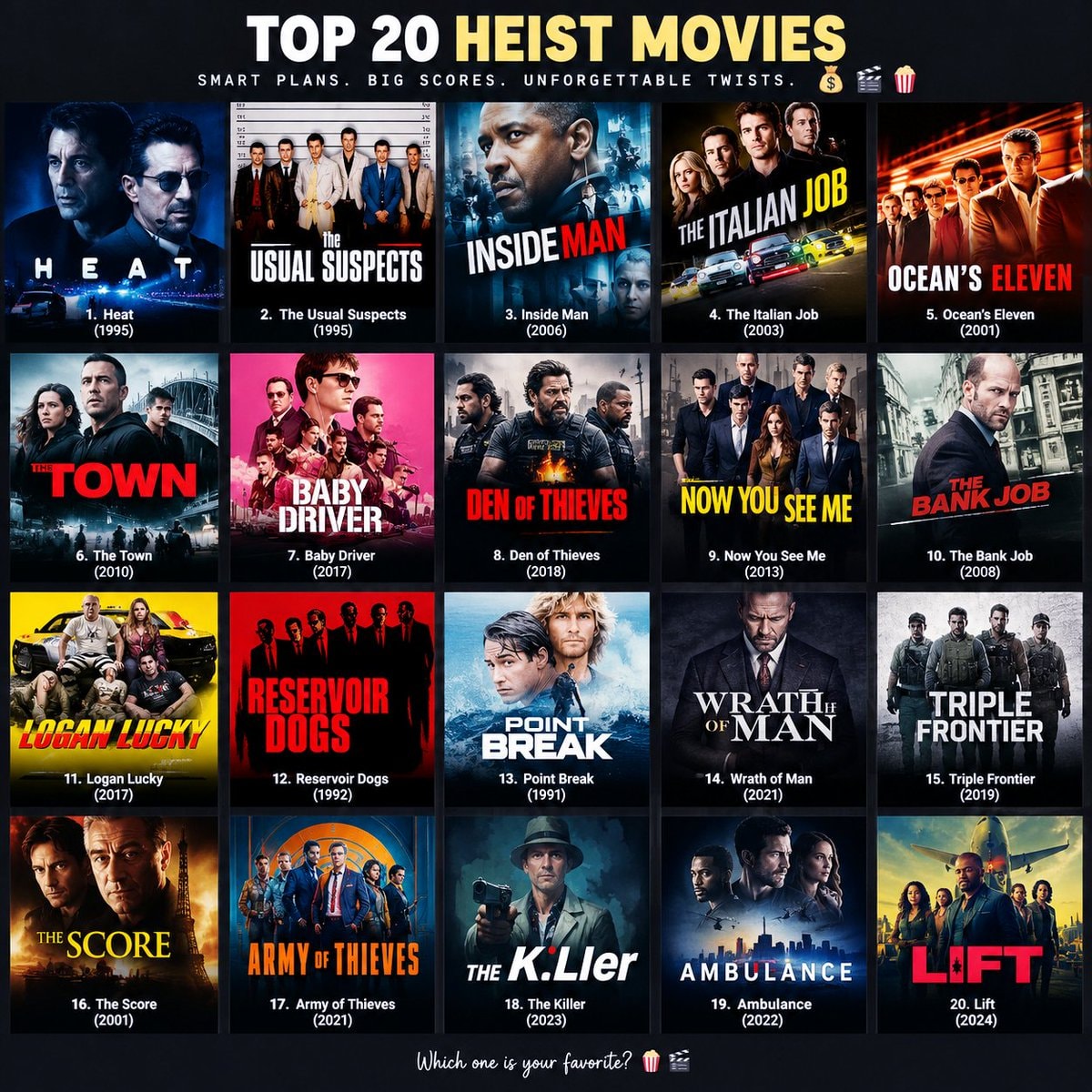 Top 20 Heist Movies Of All Time