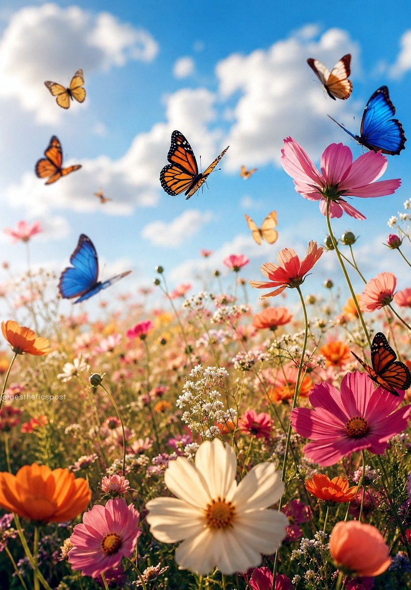 monarch and blue butterflies