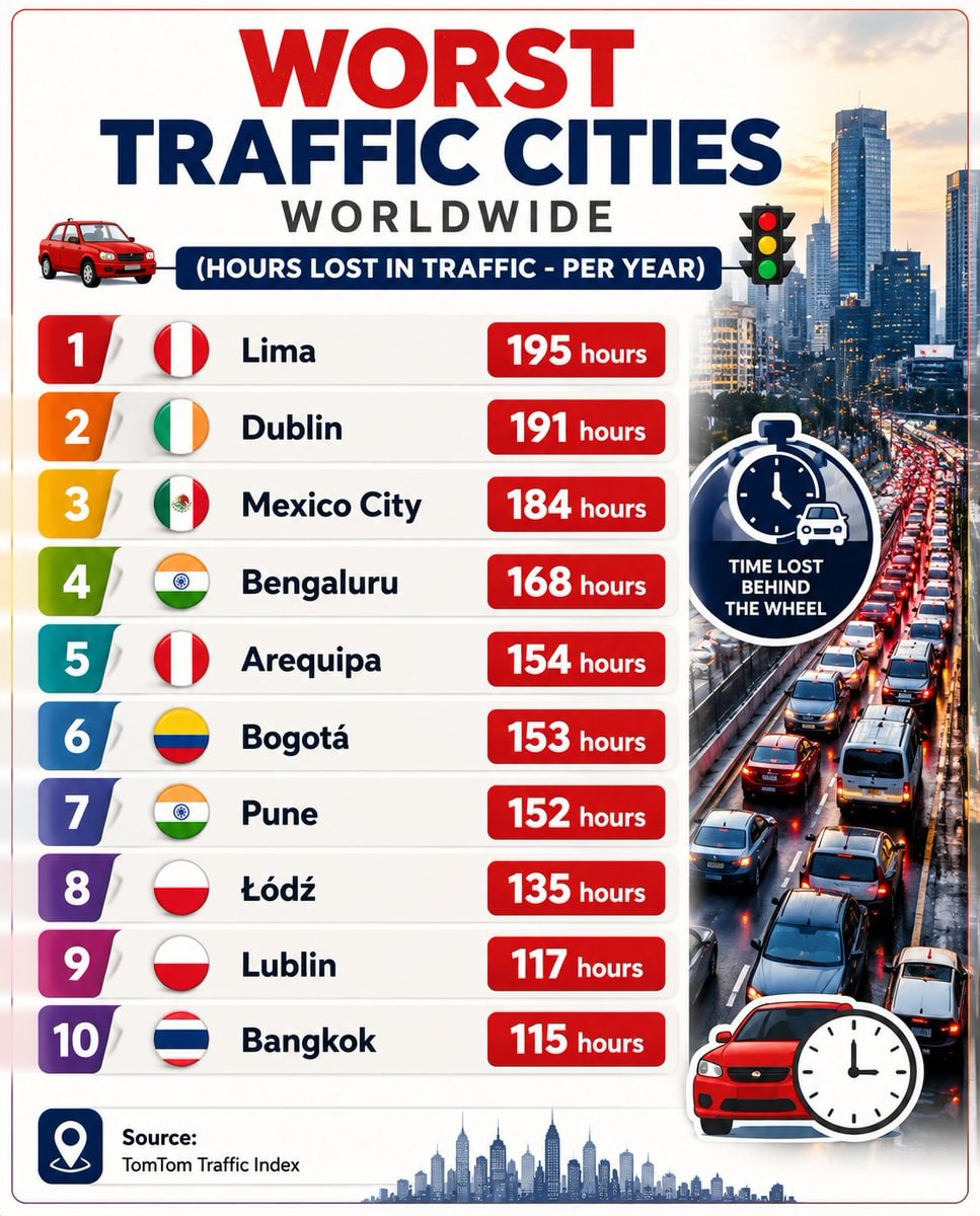 Worst traffic cities worldwide TomTom Traffic Index Worst traffic cities worldwide TomTom Traffic Index