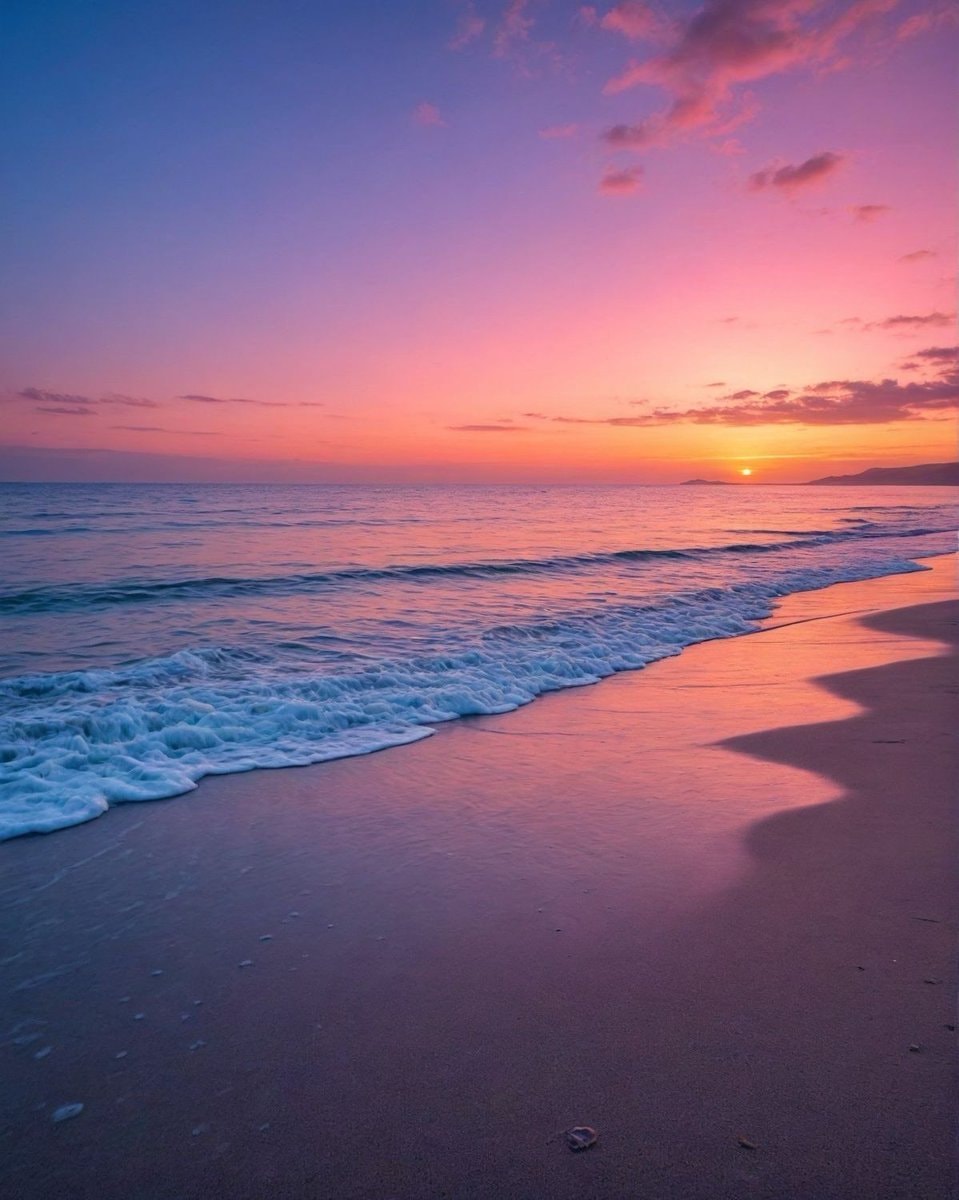 sunset beach pink purple sky