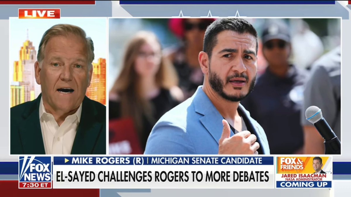 Mike Rogers MI Senate debate drop
