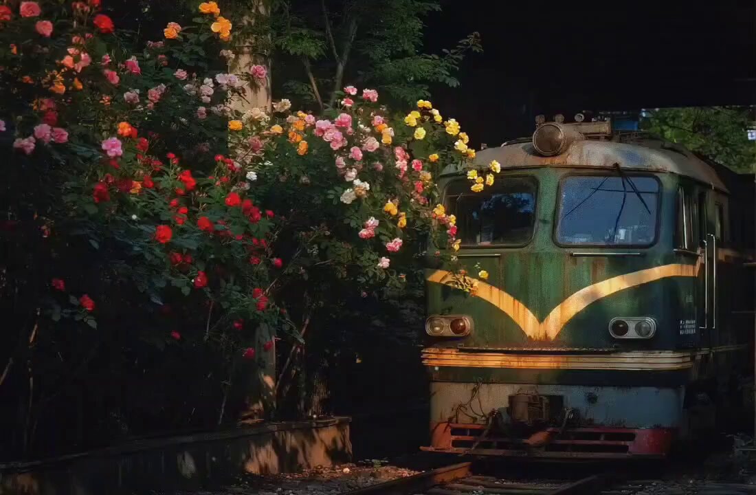 vintage green train rose bush