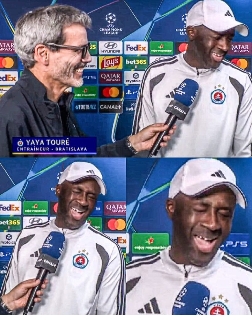 Yaya Touré laughs after 6-1 loss