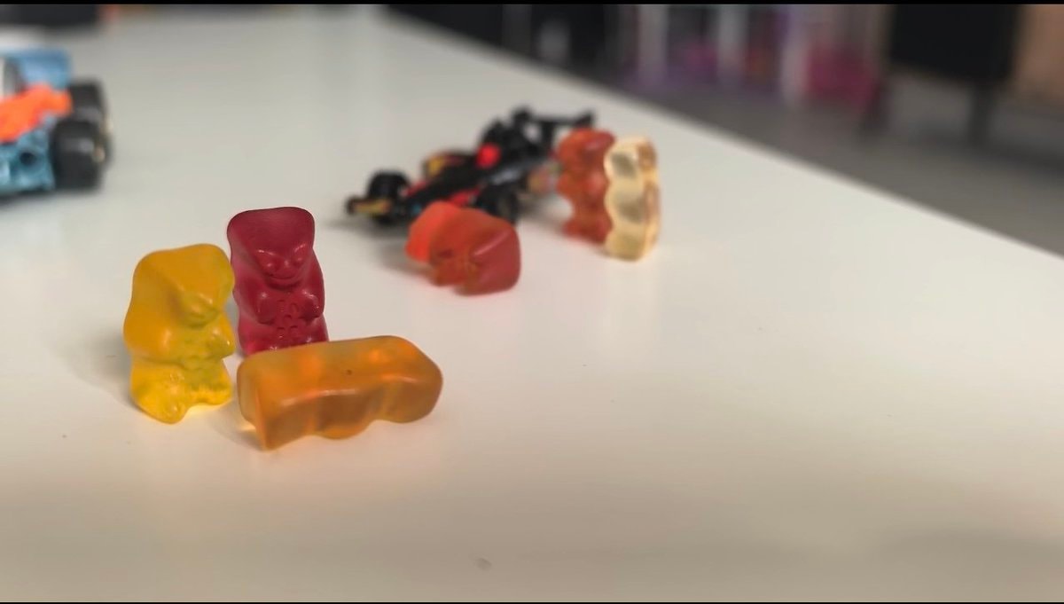 gummy bears and toy car