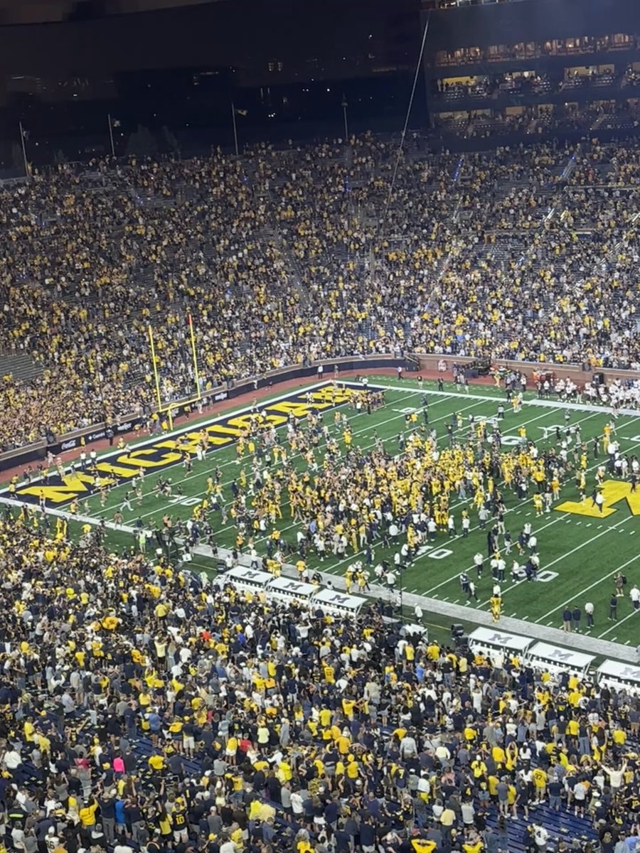 Michigan field storming after upset win