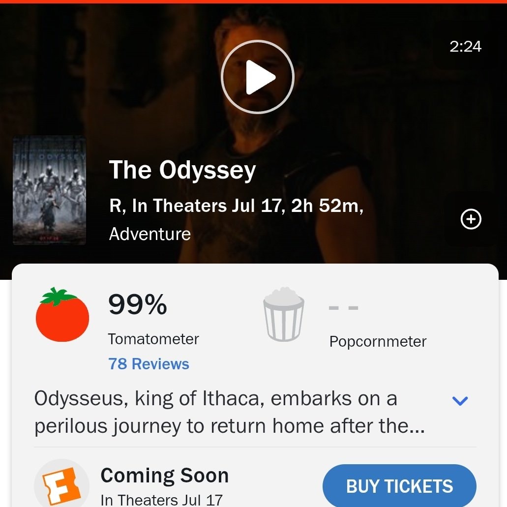 The Odyssey 99% Rotten Tomatoes