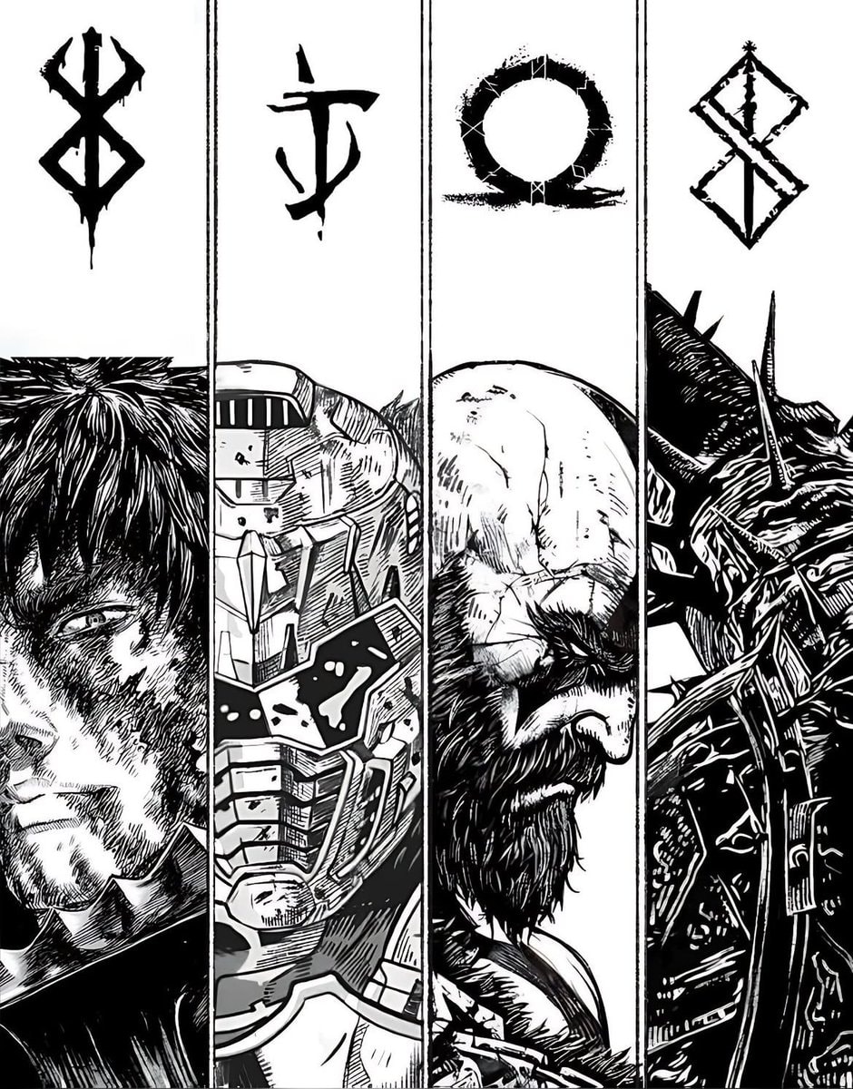 Guts Doom Slayer Kratos Griffith collage