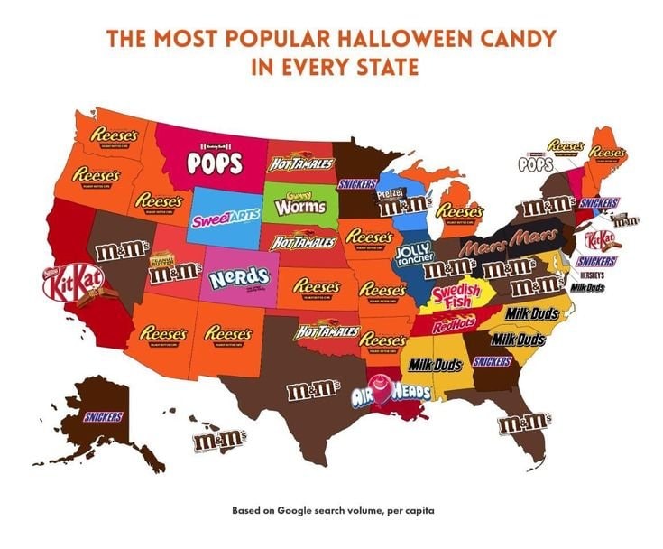 Most popular Halloween candy by state
