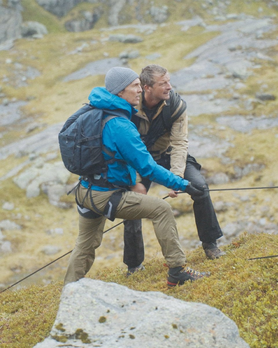 Matthew McConaughey and Bear Grylls on a Norwegian glacier