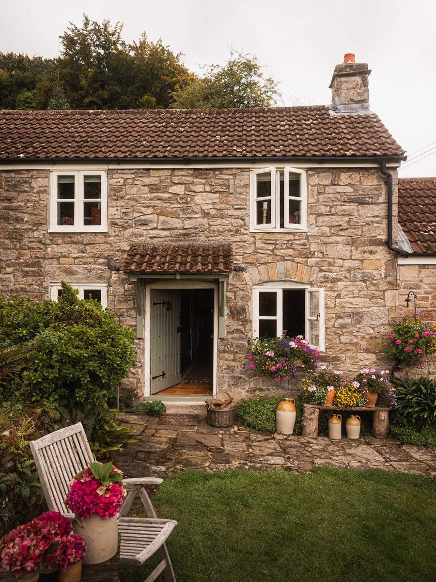 Stone cottage with red tiled roof Stone cottage with red tiled roof