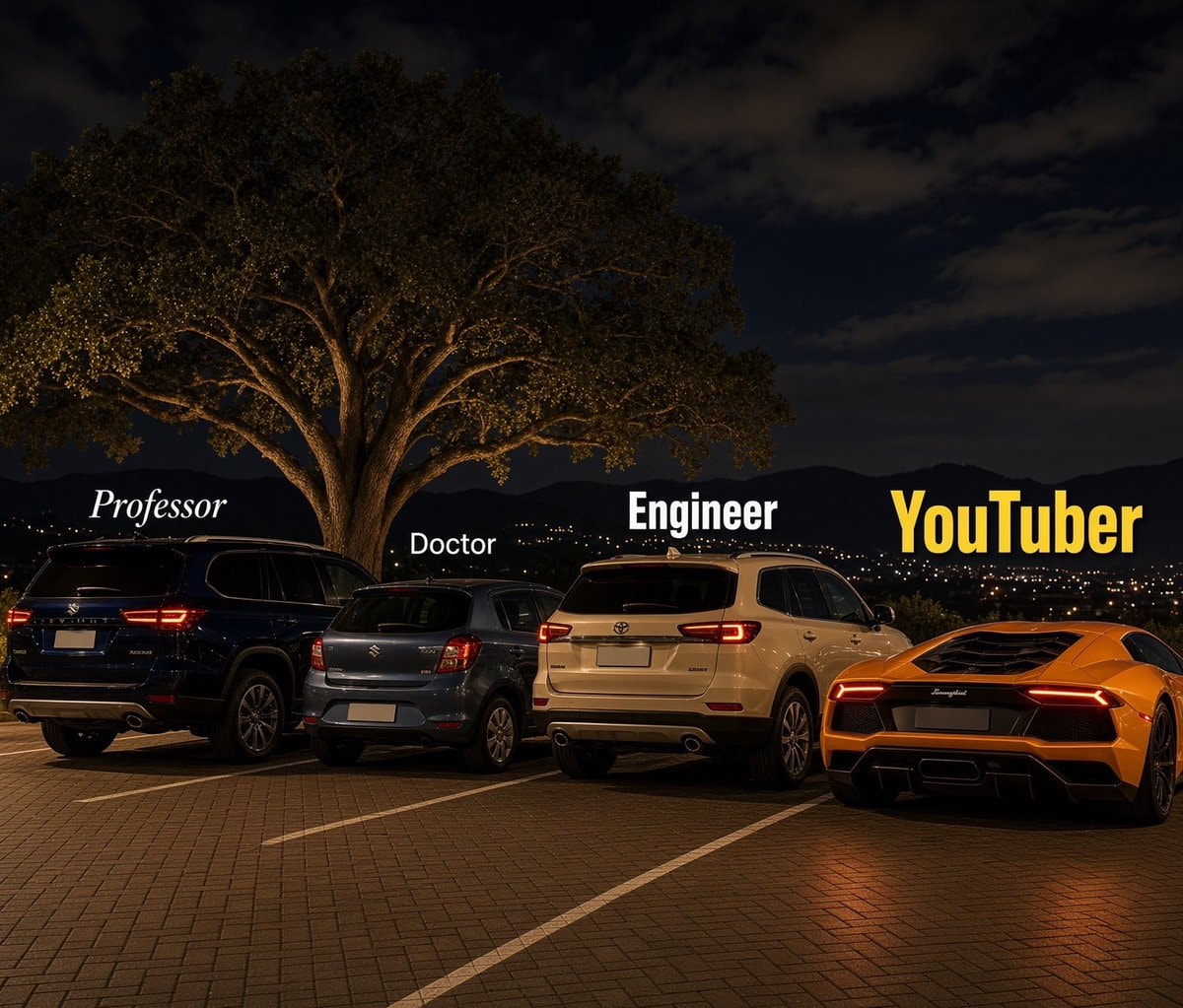 YouTuber car vs other professions